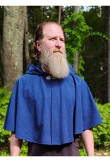 Cloakmakers.com 6147-Washable Short Blue Faux Wool Cloak w/ Silver Tone Clasp