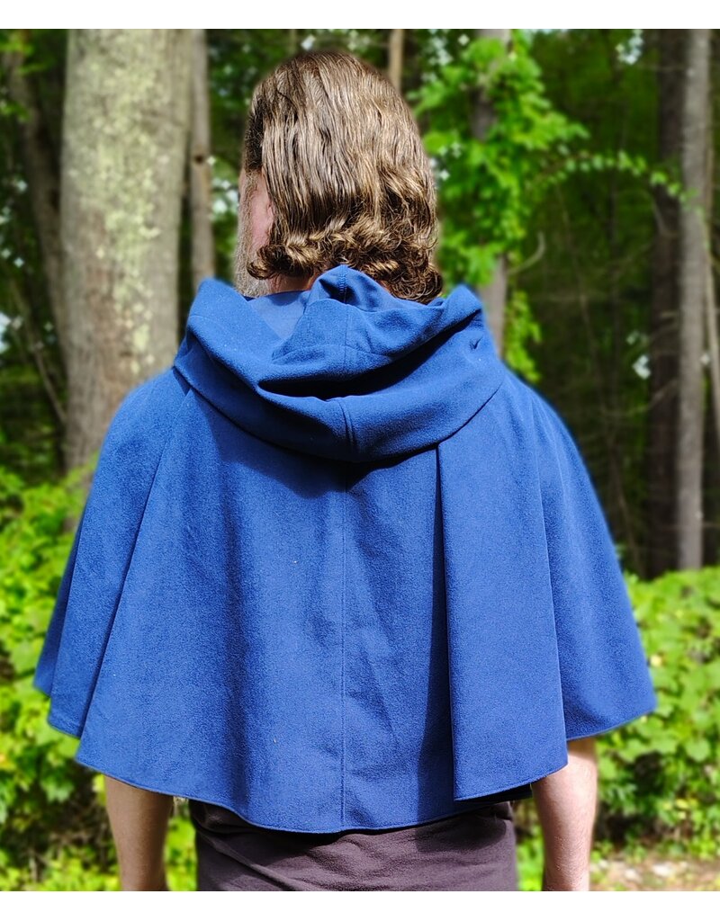Cloakmakers.com 6147-Washable Short Blue Faux Wool Cloak w/ Silver Tone Clasp