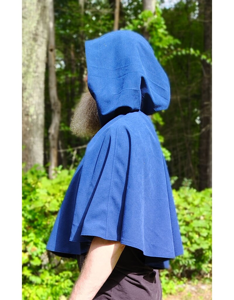 Cloakmakers.com 6147-Washable Short Blue Faux Wool Cloak w/ Silver Tone Clasp