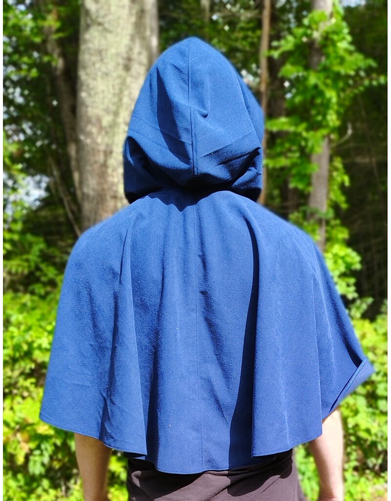 Cloakmakers.com 6147-Washable Short Blue Faux Wool Cloak w/ Silver Tone Clasp