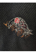 Cloakmakers.com 6149-Washable Charcoal Wool Mantle Cloak w/ Black Velvet Hood Lining & Dual Celtic Raven Embroidery