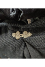 Cloakmakers.com 6149-Washable Charcoal Wool Mantle Cloak w/ Black Velvet Hood Lining & Dual Celtic Raven Embroidery