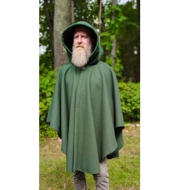 Cloakmakers.com 6151-Washable Green Fleece Ruana Cloak w/ Silver Tone Clasp