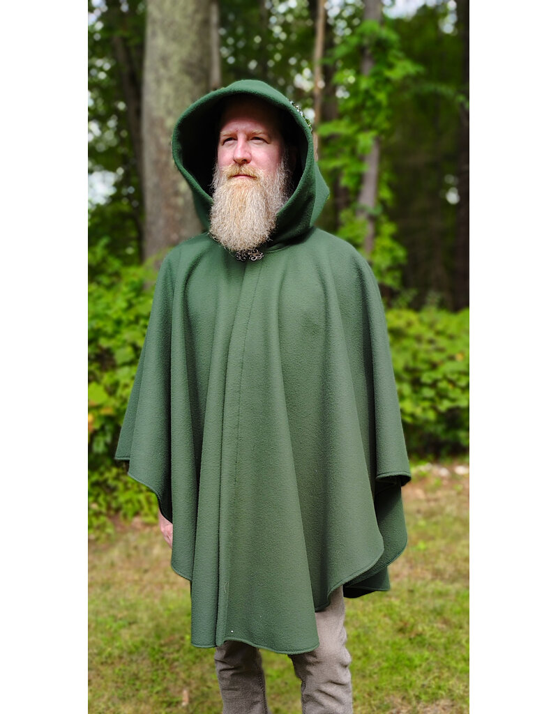 Cloakmakers.com 6151-Washable Green Fleece Ruana Cloak w/ Silver Tone Clasp