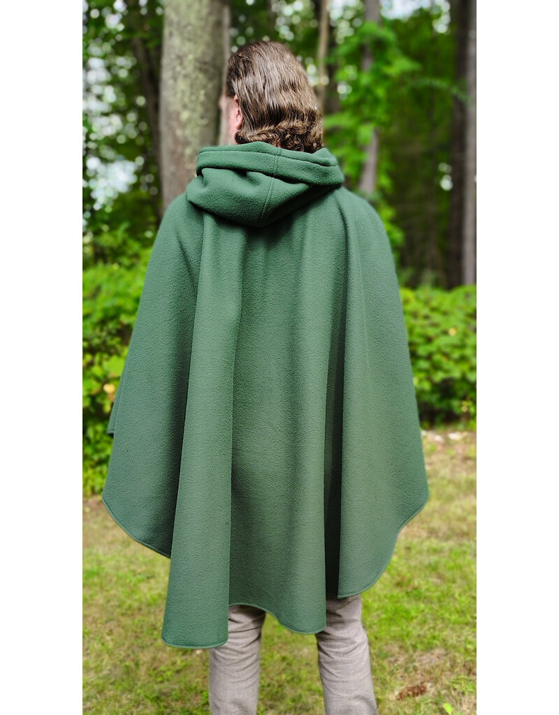 Cloakmakers.com 6151-Washable Green Fleece Ruana Cloak w/ Silver Tone Clasp