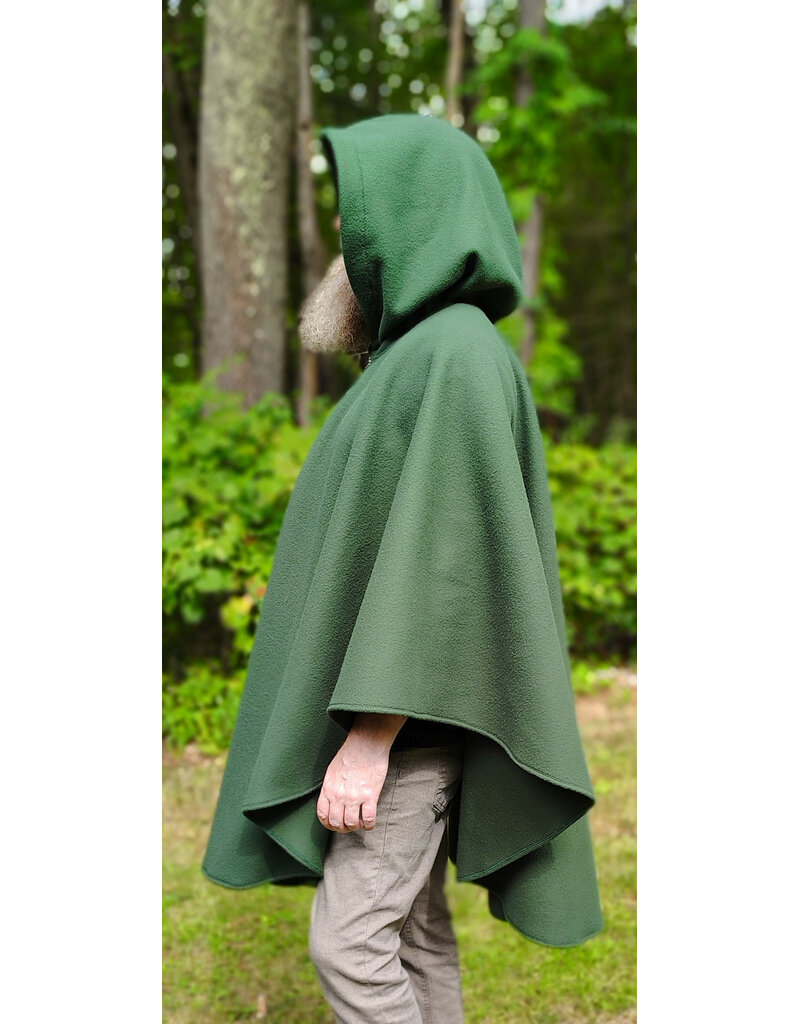 Cloakmakers.com 6151-Washable Green Fleece Ruana Cloak w/ Silver Tone Clasp