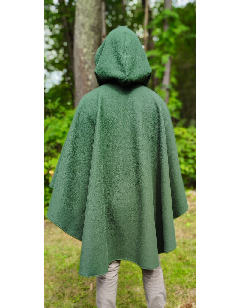 Cloakmakers.com 6151-Washable Green Fleece Ruana Cloak w/ Silver Tone Clasp