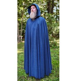 Cloakmakers.com 6156-Washable Long Blue Faux Wool Cloak w/ Silver Tone Clasp