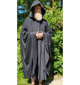 Cloakmakers.com 6157-Washable Charcoal Wool Cloak w/ Deep Purple Velvet Hood Lining & Silver Tone Clasp