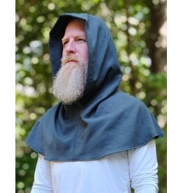 Cloakmakers.com H593-Washable Lightweight Slate Blue Wool Blend Hooded Cowl