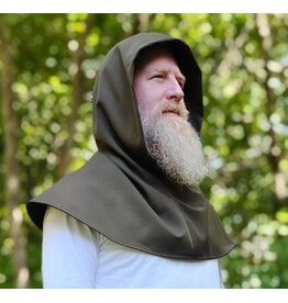 Cloakmakers.com H594-Washable Dark Green Wool Blend Hooded Cowl