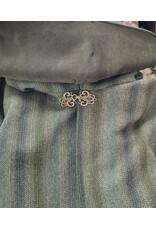 Cloakmakers.com 6160-Washable Variegated Moss Green Wool Cloak w/ Dark Green Velveteen Hood Lining & Mushroom Embroidered Pockets