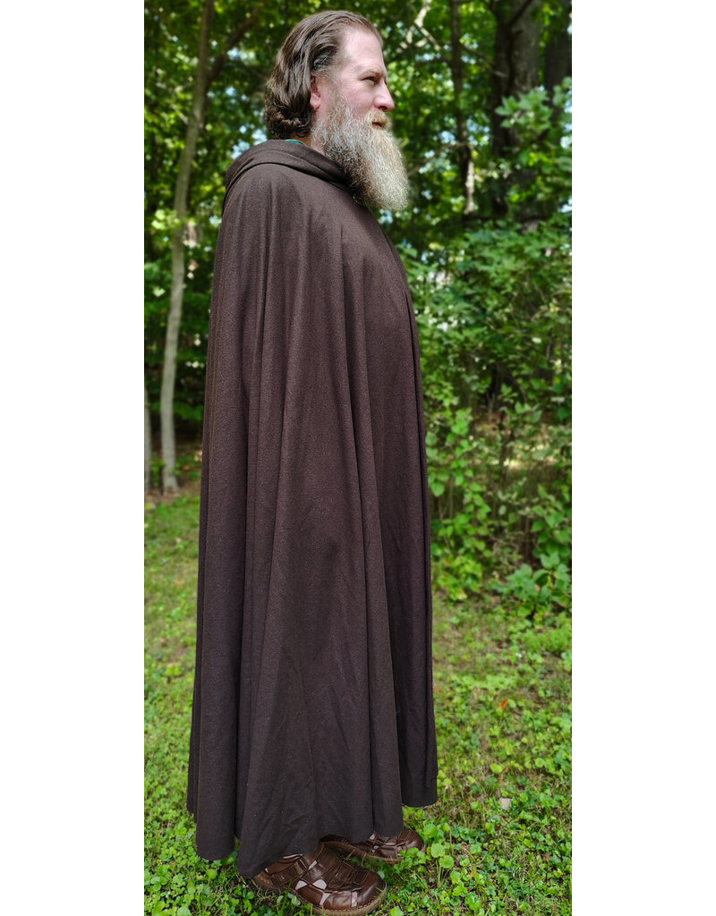 Cloakmakers.com 6162-Washable Dark Brown Wool Blend Cloak w/ Emerald Green Velvet Hood Lining & Bronze Tone Clasp