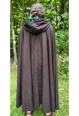 Cloakmakers.com 6162-Washable Dark Brown Wool Blend Cloak w/ Emerald Green Velvet Hood Lining & Bronze Tone Clasp
