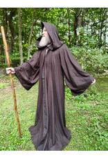 Cloakmakers.com R579-Washable Dark Brown Wool Blend Jedi Robe w/ Hood & Eye Clasp & Pockets