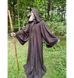 Cloakmakers.com R579-Washable Dark Brown Wool Blend Jedi Robe w/ Hood & Eye Clasp & Pockets