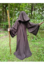 Cloakmakers.com R579-Washable Dark Brown Wool Blend Jedi Robe w/ Hood & Eye Clasp & Pockets