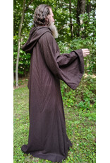 Cloakmakers.com R579-Washable Dark Brown Wool Blend Jedi Robe w/ Hood & Eye Clasp & Pockets