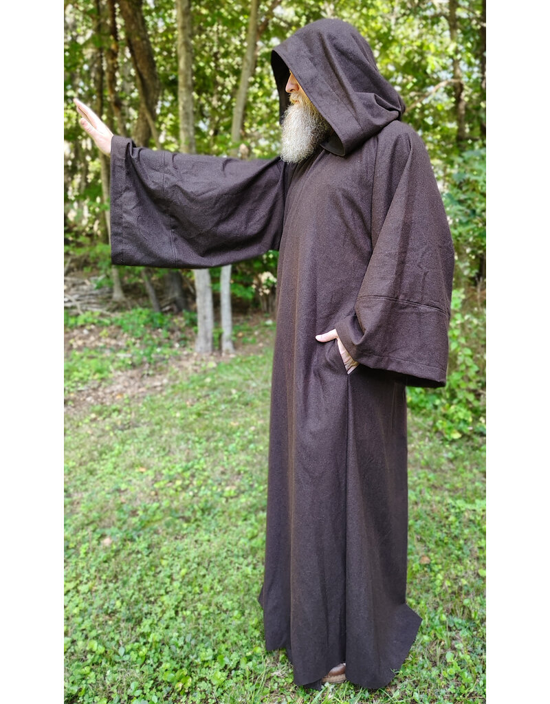 Cloakmakers.com R580-Washable Dark Brown Wool Blend Jedi/Mage Robe w/ Hook & Eye Clasp & Pockets