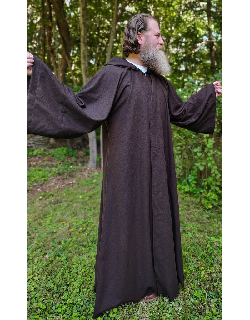 Cloakmakers.com R580-Washable Dark Brown Wool Blend Jedi/Mage Robe w/ Hook & Eye Clasp & Pockets