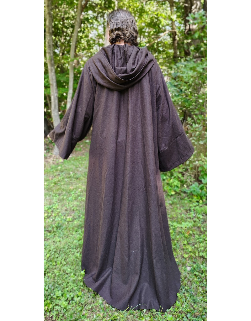Cloakmakers.com R580-Washable Dark Brown Wool Blend Jedi/Mage Robe w/ Hook & Eye Clasp & Pockets