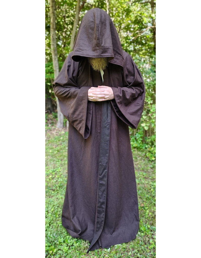Cloakmakers.com R580-Washable Dark Brown Wool Blend Jedi/Mage Robe w/ Hook & Eye Clasp & Pockets