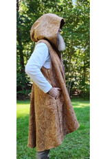 Cloakmakers.com J937-Washable Long Copper Paisley Hooded Vest w/ Light Brown Velveteen Hood Lining & Two Pockets