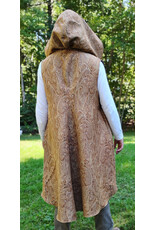 Cloakmakers.com J937-Washable Long Copper Paisley Hooded Vest w/ Light Brown Velveteen Hood Lining & Two Pockets