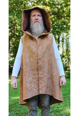 Cloakmakers.com J937-Washable Long Copper Paisley Hooded Vest w/ Light Brown Velveteen Hood Lining & Two Pockets