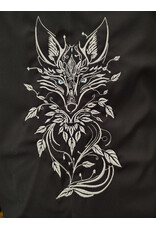 Cloakmakers.com 6165-Washable Lightweight Black Raincloak w/ White Wolf Embroidery & Two Pockets