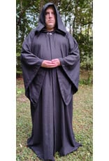 Cloakmakers.com R581-Washable Charcoal Black Wool Blend Robe w/ Silver Tone Clasp & Two Pockets