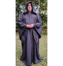 Cloakmakers.com R581-Washable Charcoal Black Wool Blend Robe w/ Silver Tone Clasp & Two Pockets