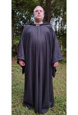 Cloakmakers.com R581-Washable Charcoal Black Wool Blend Robe w/ Silver Tone Clasp & Two Pockets