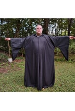 Cloakmakers.com R581-Washable Charcoal Black Wool Blend Robe w/ Silver Tone Clasp & Two Pockets
