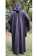 Cloakmakers.com R581-Washable Charcoal Black Wool Blend Robe w/ Silver Tone Clasp & Two Pockets