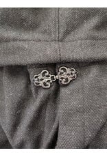 Cloakmakers.com R581-Washable Charcoal Black Wool Blend Robe w/ Silver Tone Clasp & Two Pockets