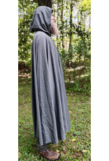 Cloakmakers.com 6167-Washable Lightweight Grey Wool Cloak w/ Black Velvet Hood Lining & Black & White Dragon Embroidery