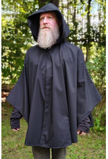 Cloakmakers.com 6168-Washable Lightweight Black Raincloak w/ White Celtic Raven Embroidery & Pockets