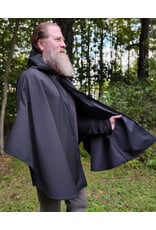 Cloakmakers.com 6168-Washable Lightweight Black Raincloak w/ White Celtic Raven Embroidery & Pockets