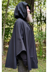 Cloakmakers.com 6168-Washable Lightweight Black Raincloak w/ White Celtic Raven Embroidery & Pockets