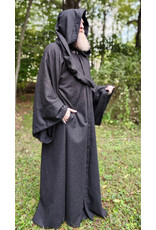 Cloakmakers.com R582-Washable Charcoal Black Wool Blend Robe w/ Silver Tone Clasp & Two Pockets