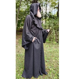 Cloakmakers.com R582-Washable Charcoal Black Wool Blend Robe w/ Silver Tone Clasp & Two Pockets