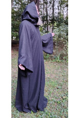 Cloakmakers.com R582-Washable Charcoal Black Wool Blend Robe w/ Silver Tone Clasp & Two Pockets