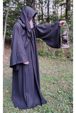 Cloakmakers.com R582-Washable Charcoal Black Wool Blend Robe w/ Silver Tone Clasp & Two Pockets