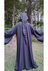 Cloakmakers.com R582-Washable Charcoal Black Wool Blend Robe w/ Silver Tone Clasp & Two Pockets