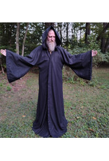 Cloakmakers.com R582-Washable Charcoal Black Wool Blend Robe w/ Silver Tone Clasp & Two Pockets