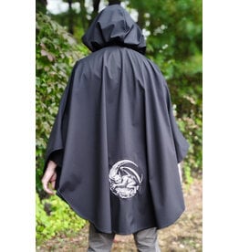 Cloakmakers.com 6170-Washable Lightweight Black Raincloak w/ Dual Gargoyle Embroidery & Interior Pockets