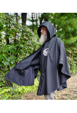 Cloakmakers.com 6170-Washable Lightweight Black Raincloak w/ Dual Gargoyle Embroidery & Interior Pockets