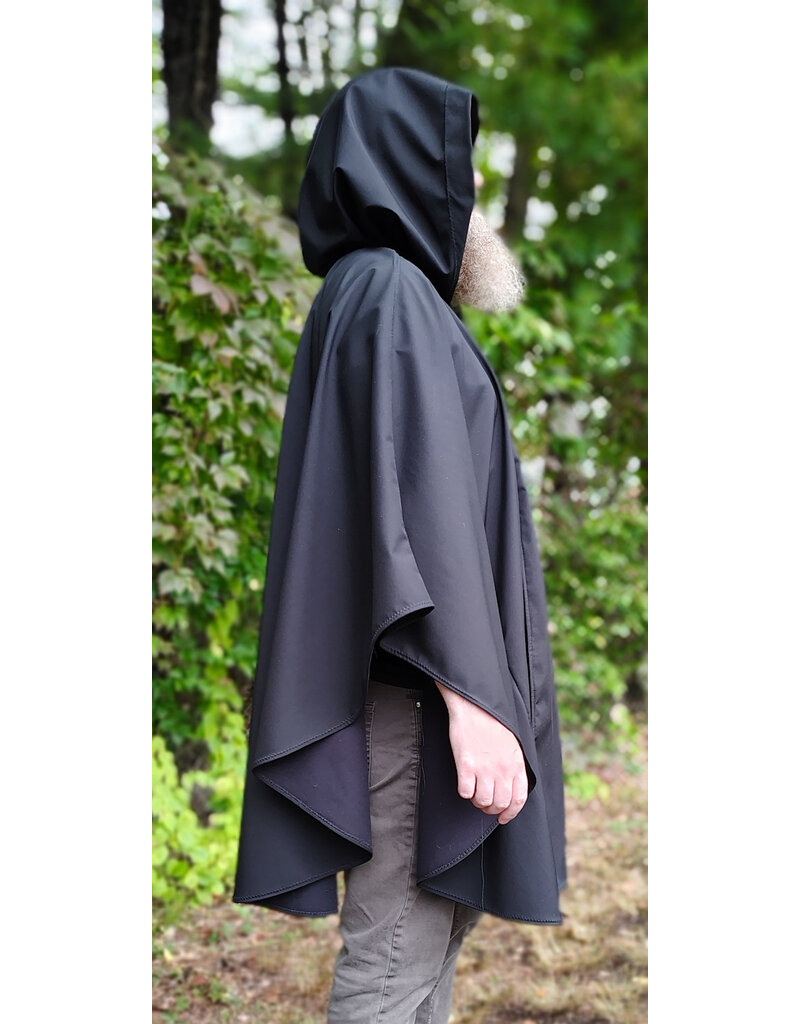 Cloakmakers.com 6170-Washable Lightweight Black Raincloak w/ Dual Gargoyle Embroidery & Interior Pockets