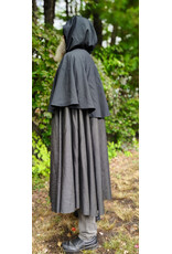 Cloakmakers.com 6171-Washable Lightweight Black & Grey Mantle Cloak w/ Black Velvet Hood Lining & Silver Tone Clasp